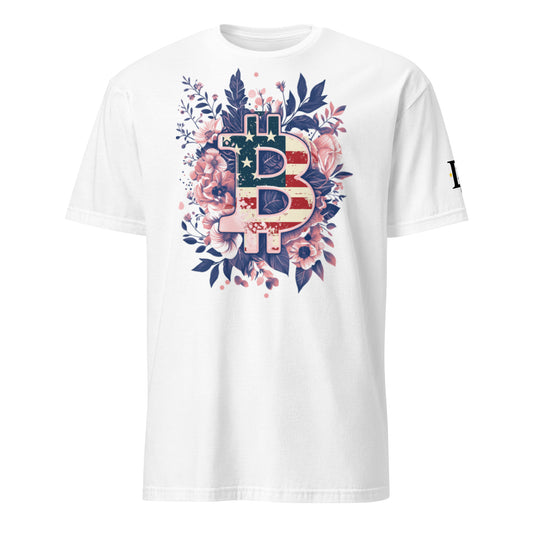 USA Inspired White Floral Unisex Short T